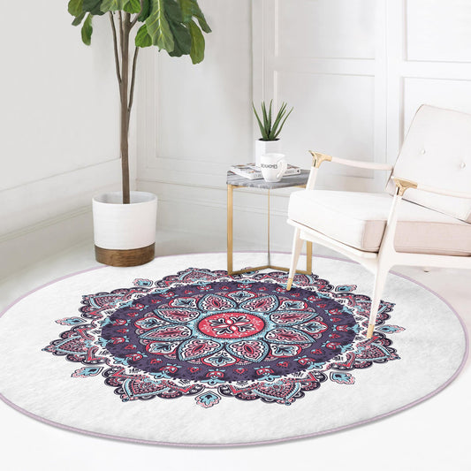 Mandala Yoga Room Round Rug, Meditation Room Circle Carpet, Non Slip