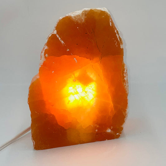 Orange Selenite Raw Lamp by CuartoAstral Prime