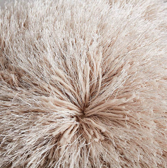 Decorative Shaggy Pillow in Beige