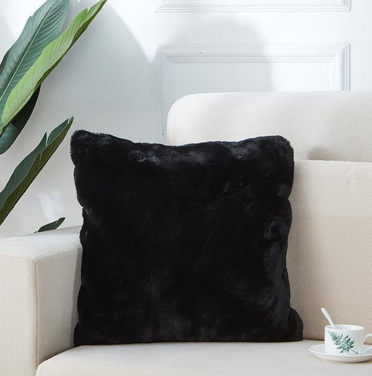 Agnes Luxury Black Chinchilla Faux Fur Pillow