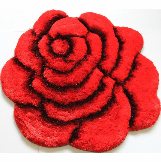 Red and Black Flower Decorative Rug