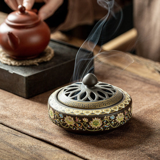 Ceramic Incense Burner Holder Coil Cones Stick Incense Buddhist Home