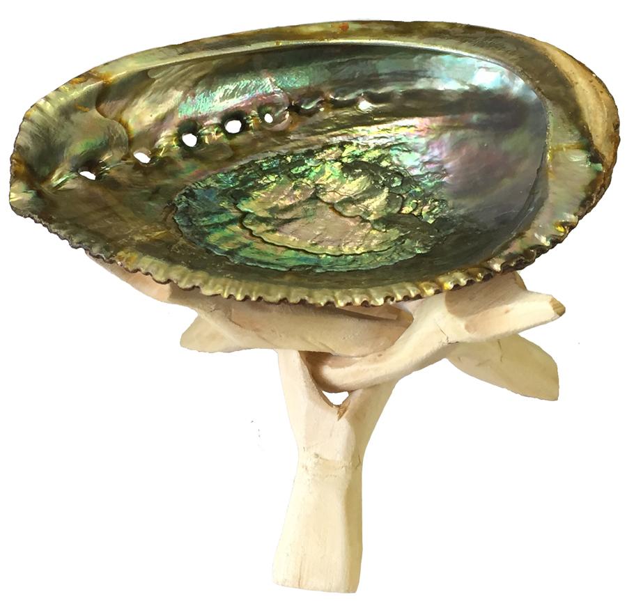 Wooden Tripod Stand - 6" for holding Abalone shell