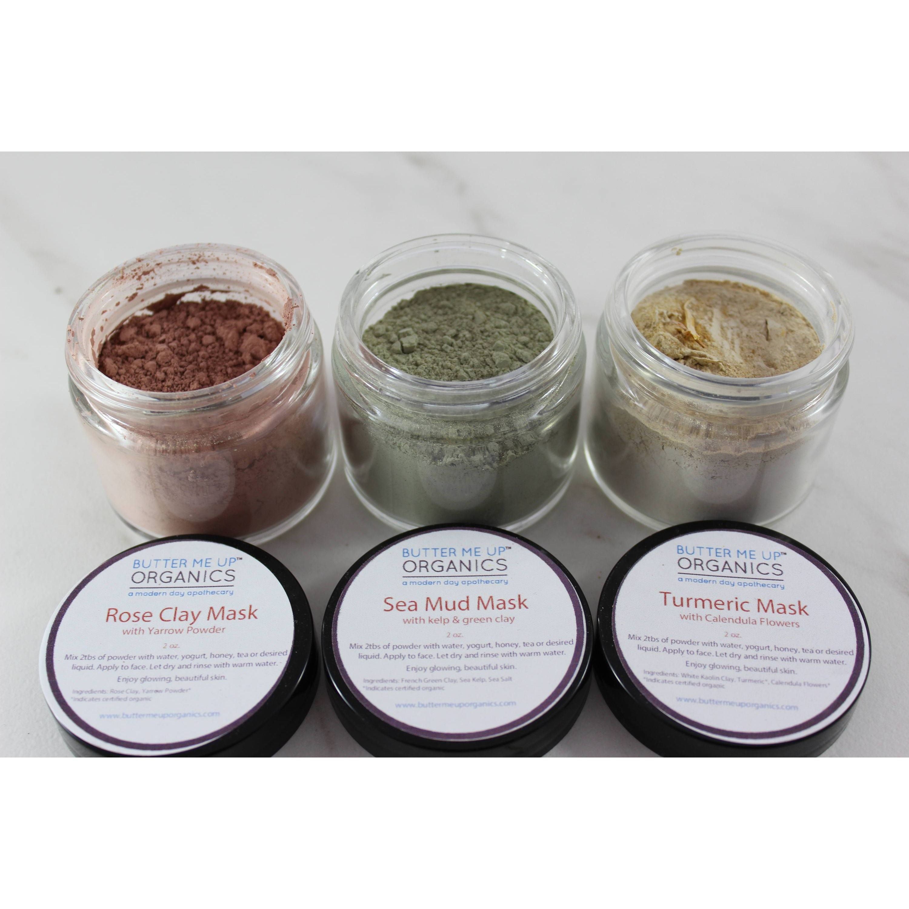 Face Mask Trio: Rose Clay + Sea Mud  + Calendula Turmeric